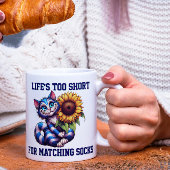 Niedliche Katzenlebensdauer zu Kurz für Matching S Kaffeetasse