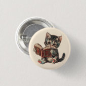 Niedliche Katzenlesebuchabilderung Button (Vorne & Hinten)