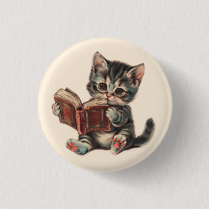 Niedliche Katzenlesebuchabilderung Button