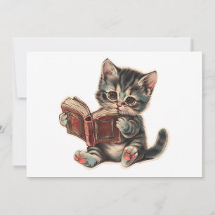 Niedliche Katzenlesebuchabilderung Einladung