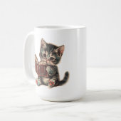 Niedliche Katzenlesebuchabilderung Kaffeetasse (Vorderseite Links)