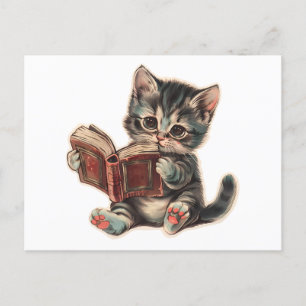 Niedliche Katzenlesebuchabilderung Postkarte