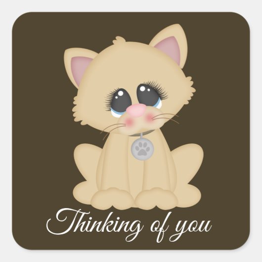 Niedliche Katzenliebhaber denken an Ihren Aufklebe Quadratischer Aufkleber (Vorderseite)