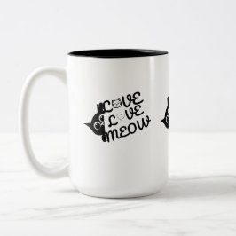 Niedliche Katzenliebhaber-Tasse, Love Meow Schwarz Zweifarbige Tasse