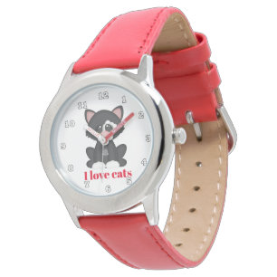 Niedliche Katzenliebhabermädchen addieren Namen Armbanduhr