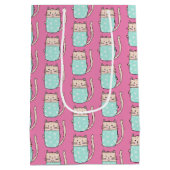 Niedliche Katzenmädchen pink Mittlere Geschenktüte (Rückseite)