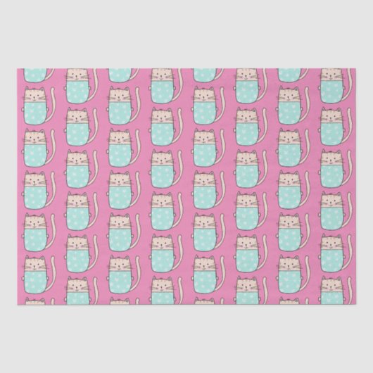 Niedliche Katzenmädchen pink Seidenpapier (Vorderseite)