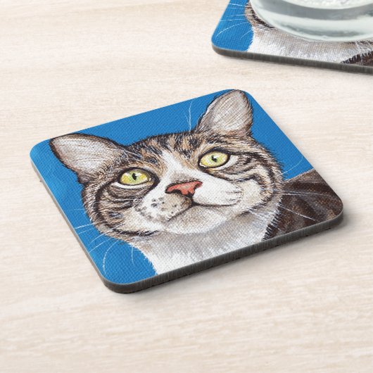 Niedliche Katzenmalerei Getränkeuntersetzer (Linke Seite)