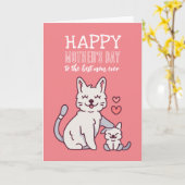 Niedliche KatzenMama Cartoon Muttertag glücklich Karte (Gelbe Blume)