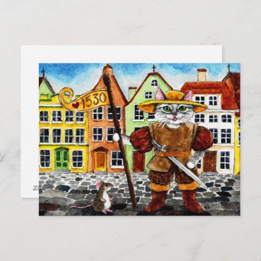 Niedliche Katzenmaus Estonian Tallinn Postkarte (Vorne/Hinten)