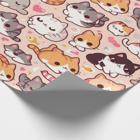 Niedliche Katzenmuster von Kawaii Geschenkpapier (Ecke)