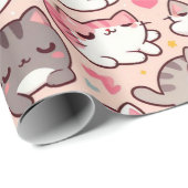 Niedliche Katzenmuster von Kawaii Geschenkpapier (Rolleneckpunkt)