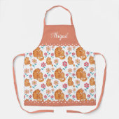 Niedliche Katzenmutter mit Kind, Blume-Muster Rand Schürze (Vorderseite)