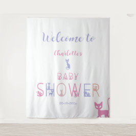 Niedliche katzenpastellfarben Babydusche Begrüßung Wandteppich