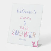 Niedliche katzenpastellfarben Kinderdusche Begrüßu Sockelschild (Vorderseite)