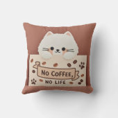 Niedliche Katzenpasten und Kaffeebohnen Kissen (Rückseite)