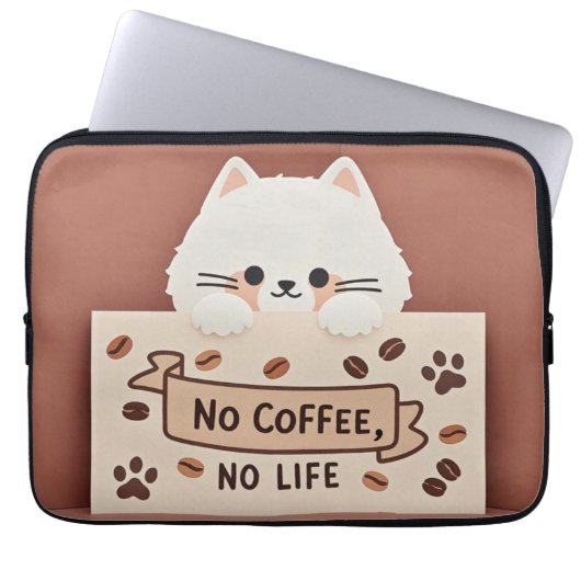 Niedliche Katzenpasten und Kaffeebohnen Laptopschutzhülle (Vorderseite)