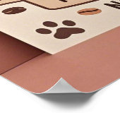 Niedliche Katzenpasten und Kaffeebohnen Poster (Ecke)