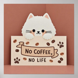 Niedliche Katzenpasten und Kaffeebohnen Poster