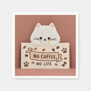 Niedliche Katzenpasten und Kaffeebohnen Serviette