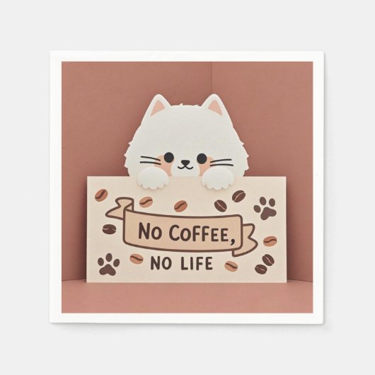 Niedliche Katzenpasten und Kaffeebohnen Serviette (Vorderseite)