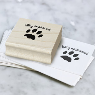 Niedliche Katzenpaw Print Kitty Approved Kautschuk Gummistempel