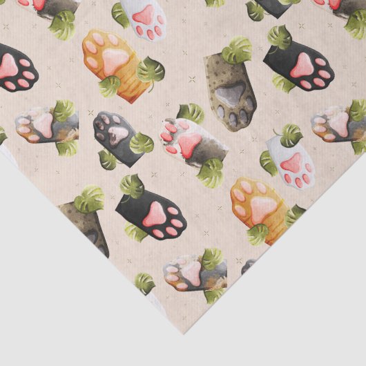 Niedliche Katzenpaws - Nahtloses Musterteppichpapi Seidenpapier (Detail)