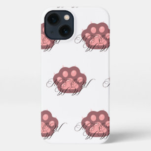 Niedliche Katzenpfoten "MEOW" Kalligraphie - Adora iPhone 13 Hülle