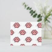 Niedliche Katzenpfoten "MEOW" Kalligraphie - Adora Postkarte (Stehend Vorderseite)