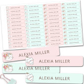Niedliche Katzenpink Blue Girl School Labels Etiketten