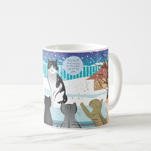 Niedliche Katzenprint-Tasse (Aqua) Kaffeetasse (VorderseiteRechts)