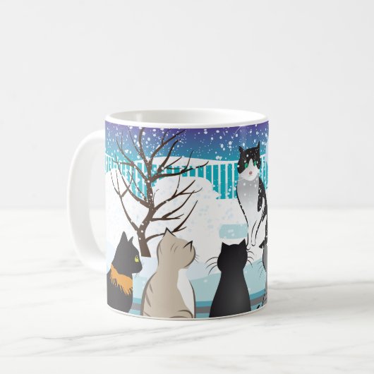 Niedliche Katzenprint-Tasse (Aqua) Kaffeetasse (Vorderseite Links)