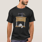 Niedliche Katzenquiltiermaschine Nähmaschine T-Shirt (Vorderseite)