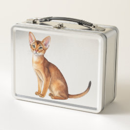 Niedliche Katzenrassen einschließlich einer Abessi Metall Brotdose