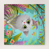 Niedliche Katzenschmetterlinge Blume Puzzle (Horizontal)