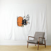 Niedliche Katzenschwarze im Kürbis mit Hexe, Class Wandteppich (Beispiel (Horizontal))