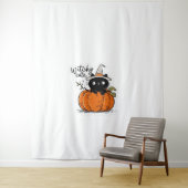 Niedliche Katzenschwarze im Kürbis mit Hexe, Class Wandteppich (Beispiel)