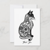 Niedliche Katzenskizze II Dankeskarte (Vorderseite)