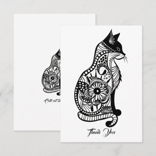 Niedliche Katzenskizze II Dankeskarte (Vorne/Hinten)