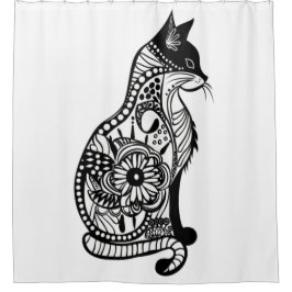 Niedliche Katzenskizze II Duschvorhang