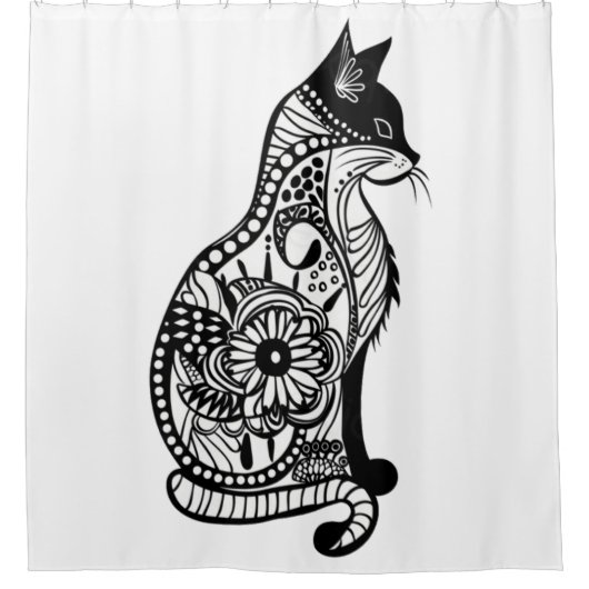 Niedliche Katzenskizze II Duschvorhang (Vorderseite)