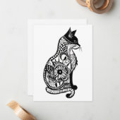 Niedliche Katzenskizze II Mitteilungskarte (Vorderseite/Rückseite Beispiel)