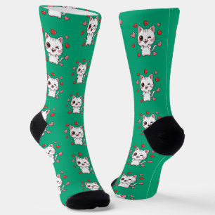 Niedliche Katzensocken mit Herz - Katzen-Liebhaber Socken