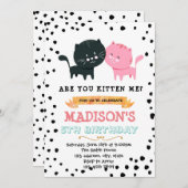 Niedliche Katzenthema-Party Einladung (Vorne/Hinten)