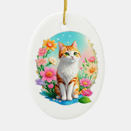Niedliche Katzenverzierung Keramik Ornament