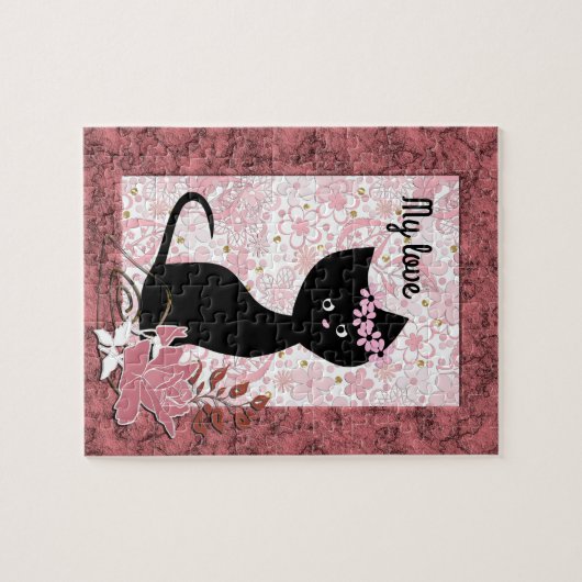 Niedliche Kätzin personalisierte Kleider Puzzle (Horizontal)