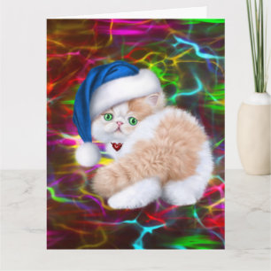 NIEDLICHE KATZKITTEN KUNST ÜBERSIERTE KRISTMAS-KAR KARTE