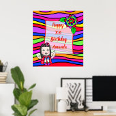Niedliche kaukasische Mairy Girl Happy Birthday Poster (Heimbüro)