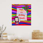 Niedliche kaukasische Mairy Girl Happy Birthday Poster (Küche)