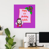Niedliche kaukasische Mairy Girl Happy Birthday Poster (Heimbüro)